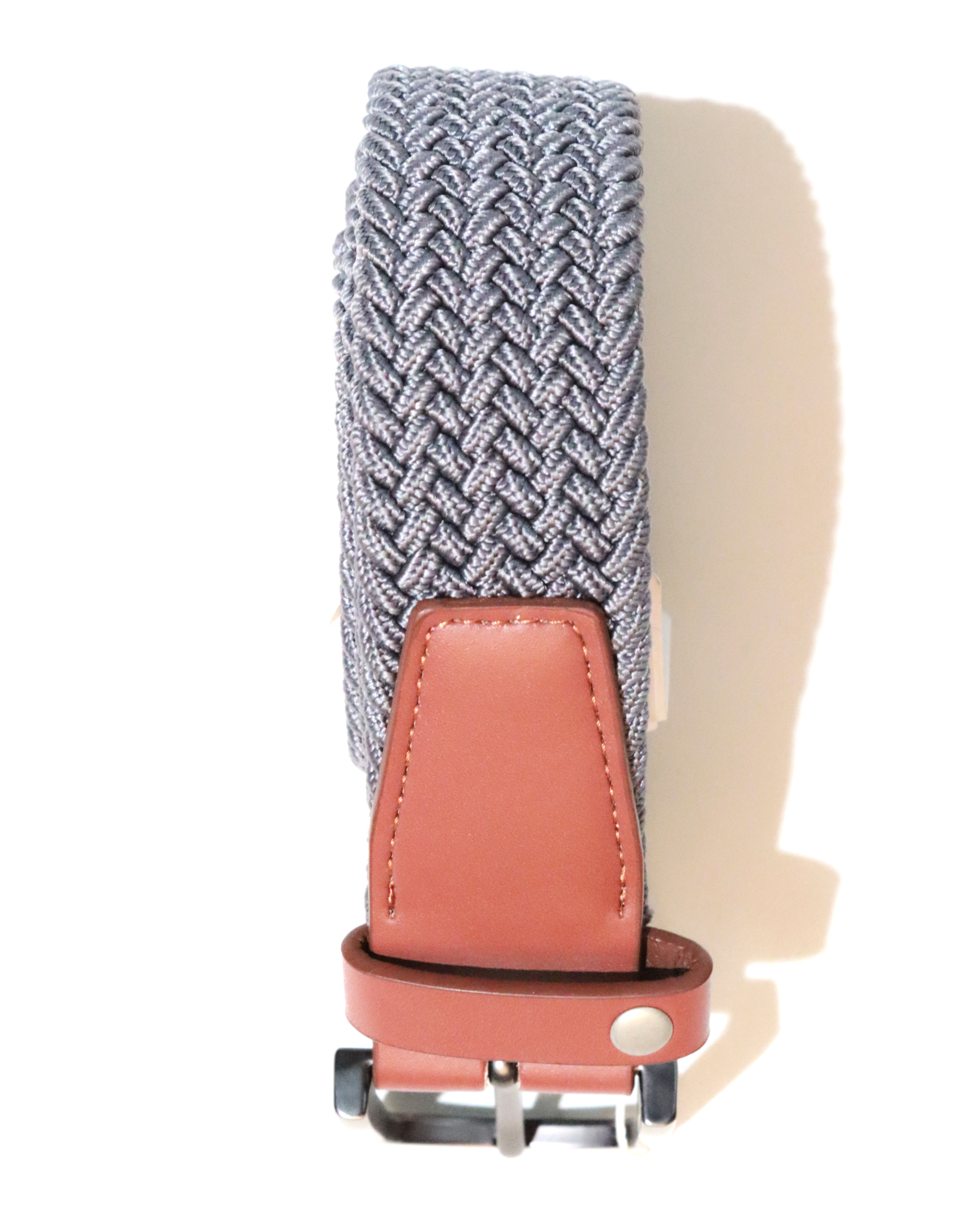 Grey Elastic Belt With Gold Antique Finish