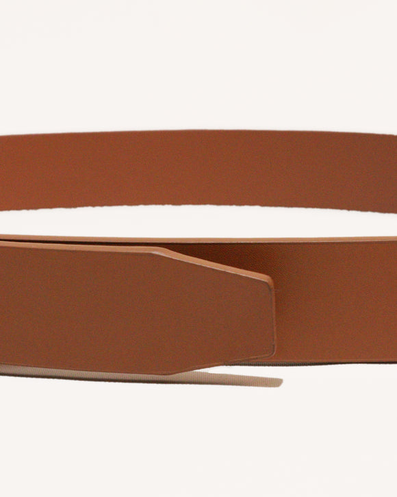 Brown Tetxured Belt With Twist Buckle