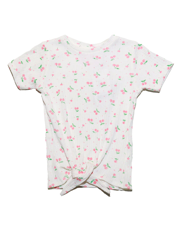 White Aop Cherry Print T