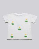 White Crochet Applique Tshirt-1