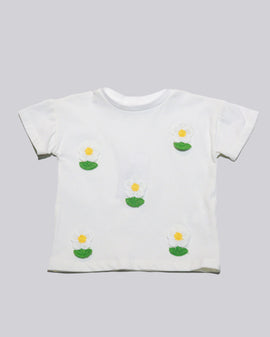 White Crochet Applique Tshirt
