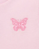 Pink Placement Embroidery Rib T Shirt-3
