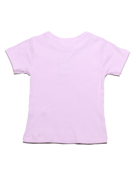 Pink Placement Embroidery Rib T Shirt - 0