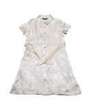 Beige Front Tie Jacquard Dress-1