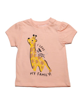 Peach Giraffe Print T Shirt