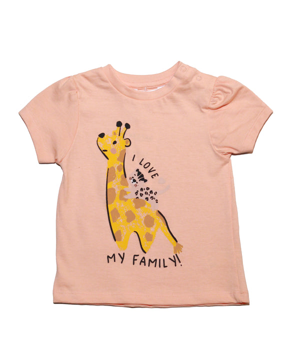 Peach Giraffe Print T Shirt