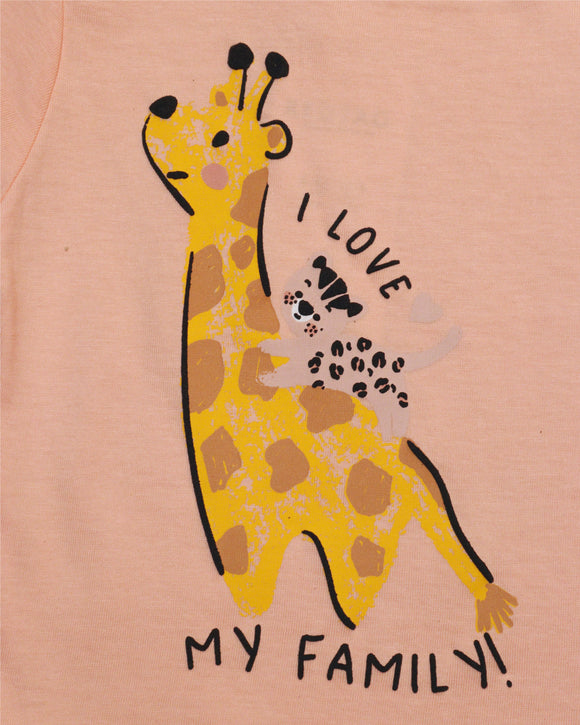 Peach Giraffe Print T Shirt