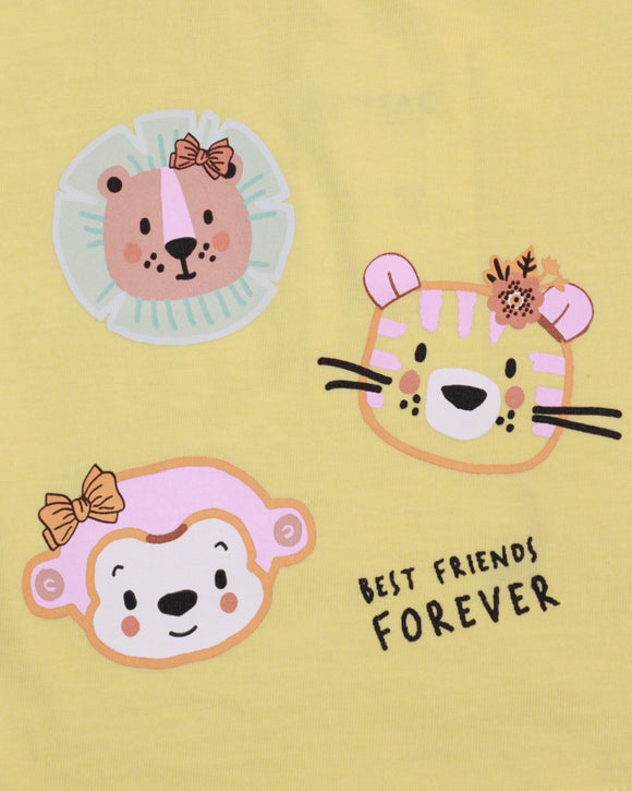 Yellow Animals Placement Print T Shirt