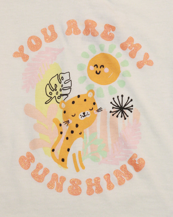 White Cat Placement Print T Shirt