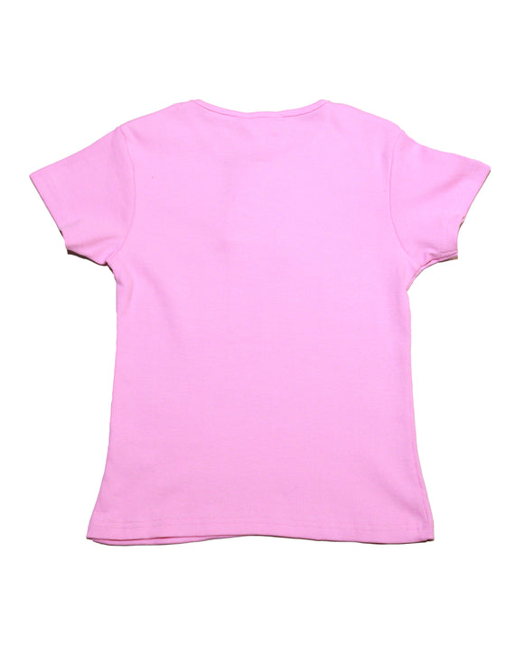 Pink Rib Top With Pearls