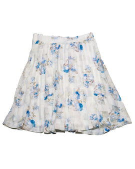 Blue White Floral Organza Skirts - 0