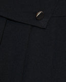 Black Pleated Skirts With Front Buttons-3