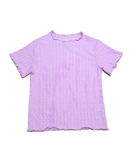 Purple Jacquard Top With Lettuce Edges