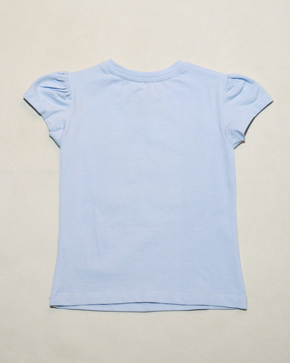 Sky Blue Butterfly Sequins T Shirt