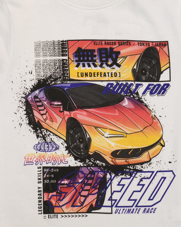 White Car Graphic T Shirt