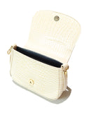 White Texture Embellished Crossbody Bag-3