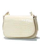 White Texture Embellished Crossbody Bag-1