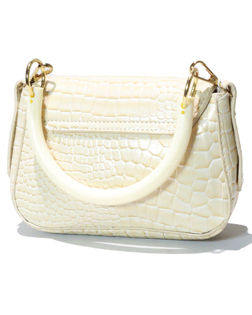 White Texture Embellished Crossbody Bag - 0