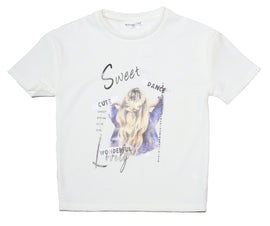 White Jacquard Drop Shoulder With Girly Print