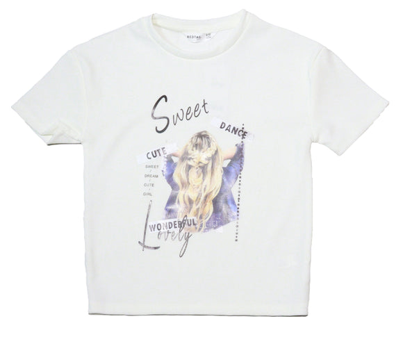 White Jacquard Drop Shoulder With Girly Print