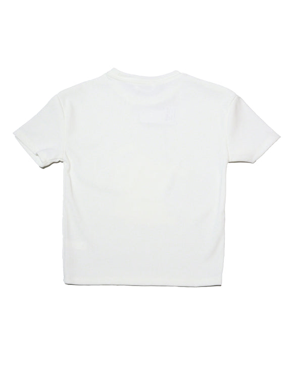 White Jacquard Drop Shoulder With Girly Print