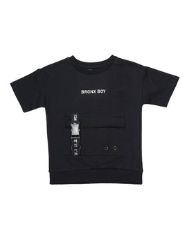 Black Short Sleeve T Shirt With Patch Pocket