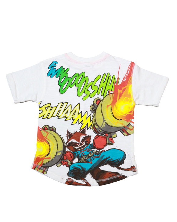 White Raccoon Scoop Hem Oversized T Shirt