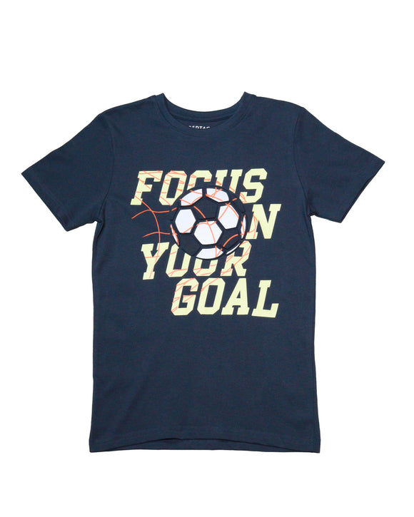 Navy Elephant Emboss Animal Print Tee