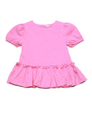 Dark Pink Textured Woven Peplum Blouse-1