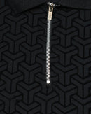 Black Flock Print Zipneck Polo-2