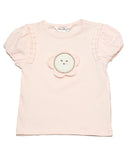 Pink 3D Flower Applique T Shirt Pale-1