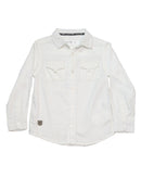 White Long Sleeve Double Pocket Dobby Shirt-1