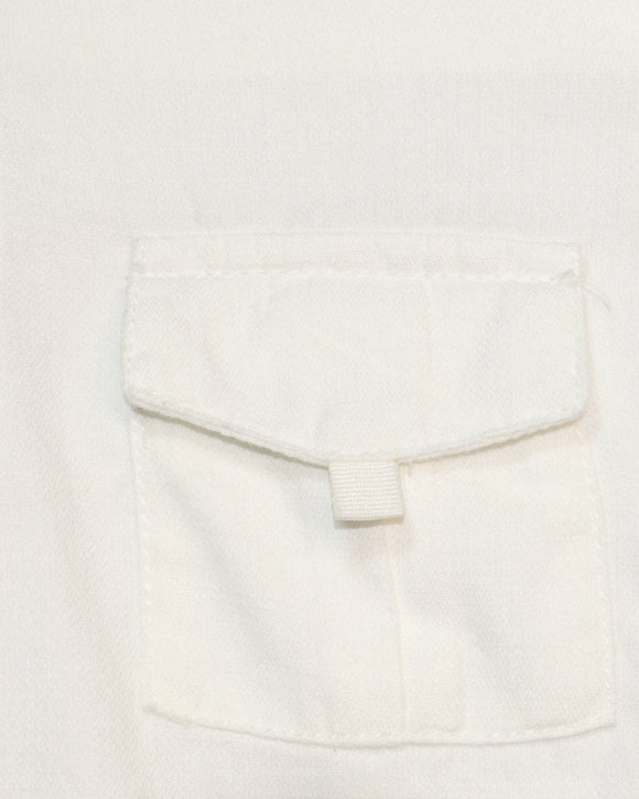 White Long Sleeve Double Pocket Dobby Shirt