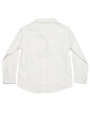 White Long Sleeve Double Pocket Dobby Shirt-3