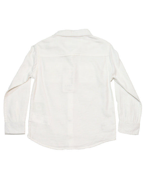 White Long Sleeve Double Pocket Dobby Shirt