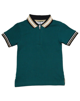 Green Polcorn Knit Polo T Shirt Dark