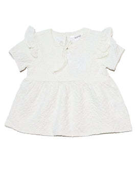 White S Slv Jacquard Blouse