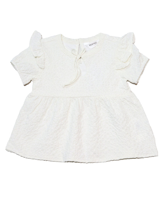 White S Slv Jacquard Blouse