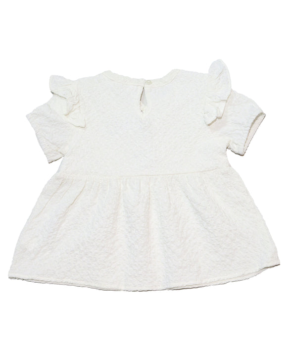 White S Slv Jacquard Blouse