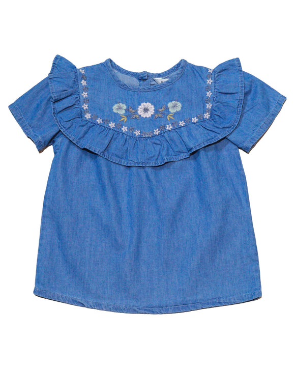 Denim Embroidered Blouse