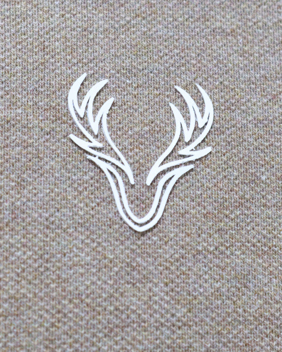 Beige Mao Collar Polo Shirt With Chest