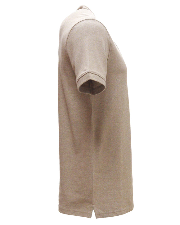 Beige Mao Collar Polo Shirt With Chest