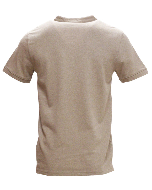 Beige Mao Collar Polo Shirt With Chest