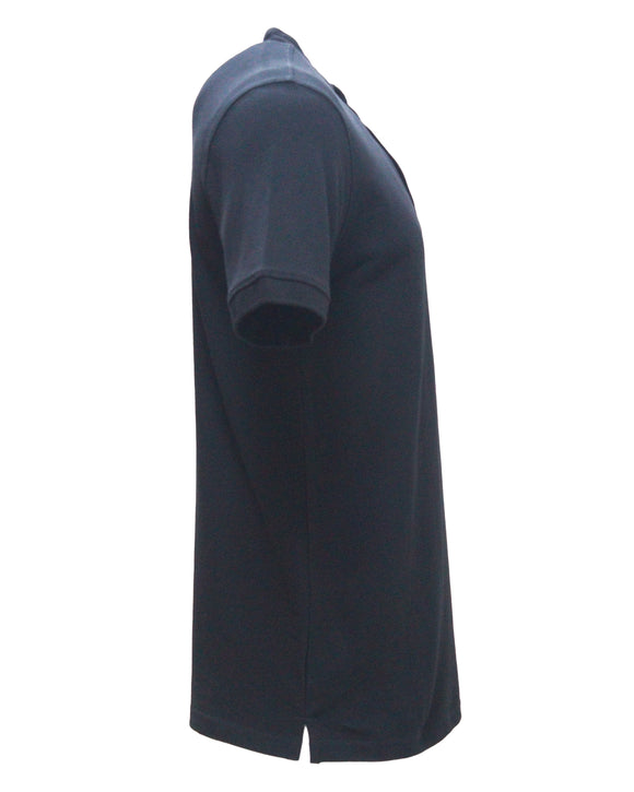 Black Mao Collar Polo Shirt With Chest