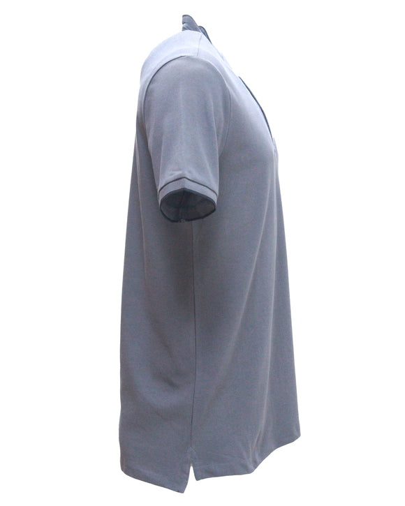 Salte Grey Standup Color Polo Shirt With Chest Logo