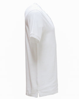 White Mao Collar Polo Shirt With Chest - 0