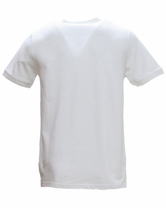 White Mao Collar Polo Shirt With Chest