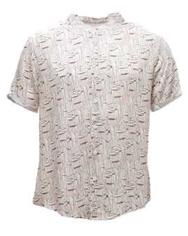 Mens S/Slvs Printed Shirts With Round Neck Collar