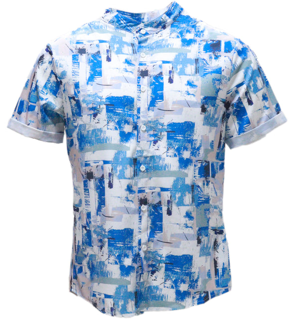 Mens S/Slvs Printed Shirts With Round Neck Collar