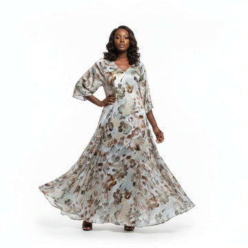 Abstract Print Satin Kaftan Assorted Uk10 Nawao.com